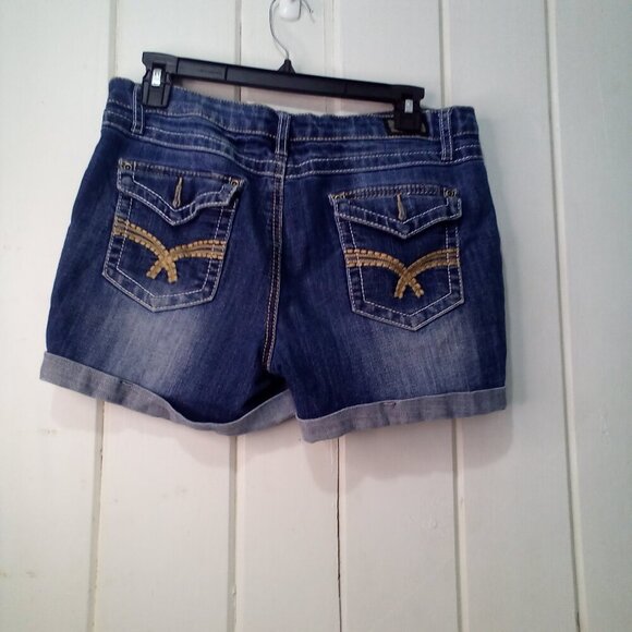 Earl James Shorts Women 8 Denim Roll Hem Button Pocket Blue - Picture 10 of 15